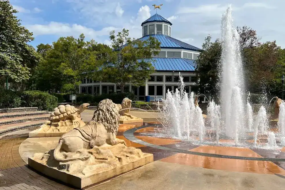 Splash fountain fun at Coolidge Park in Chattanooga.