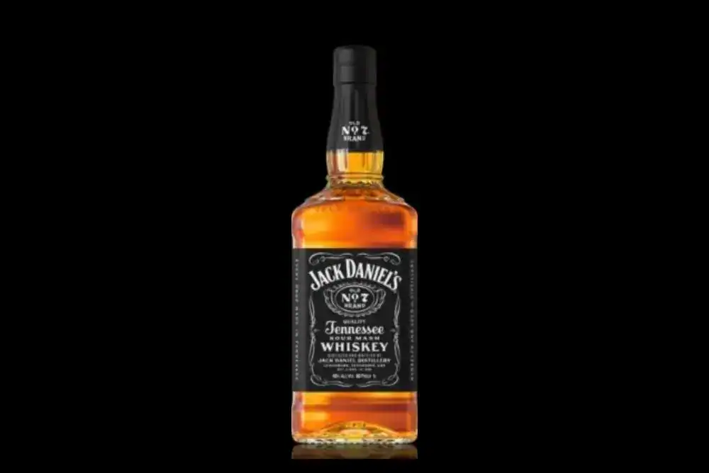 Jack Daniel's Old No. 7 Tennessee whiskey bottle on a black background