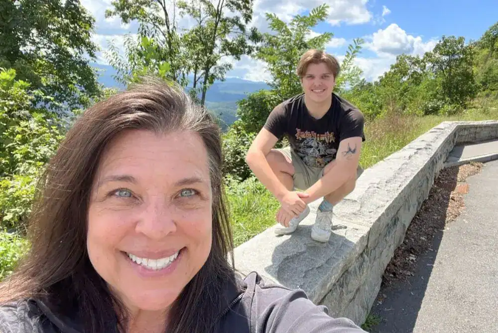 Me and my son at the Foothills Parkway Overlook in Tennessee.