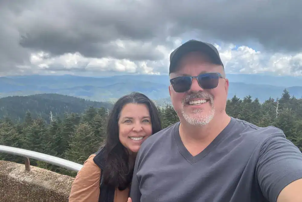 Views from the observation tower on top of Kuwohi formerly Clingmans Dome — the highest peak in the Smoky Mountains Tennessee