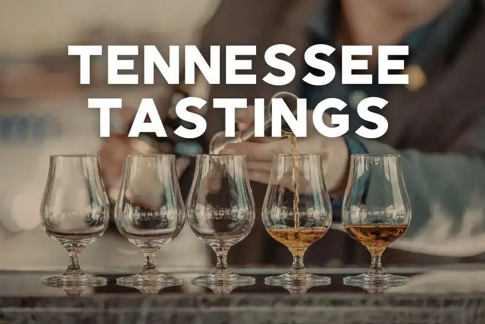 Tennessee whiskey tasting flight poured into glasses at a local distillery
