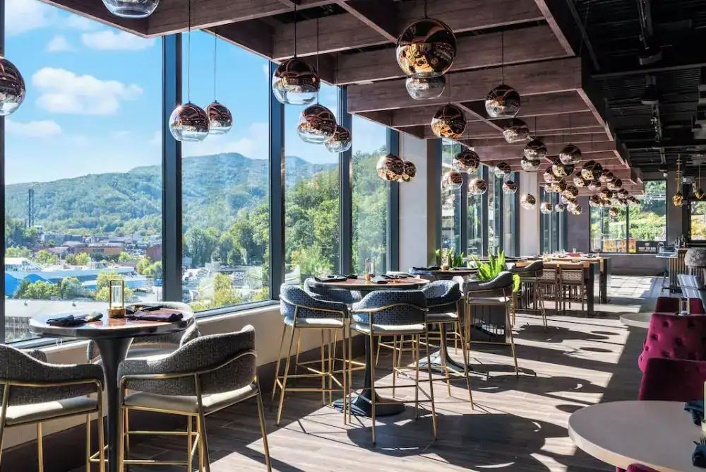 Altitude Restaurant and Rooftop Bar at Hotel Indigo Gatlinburg with Smoky Mountain views
